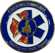 Load image into Gallery viewer, DOEMS FIRE SERVICE DINOSAUR CHALLENGE COIN
